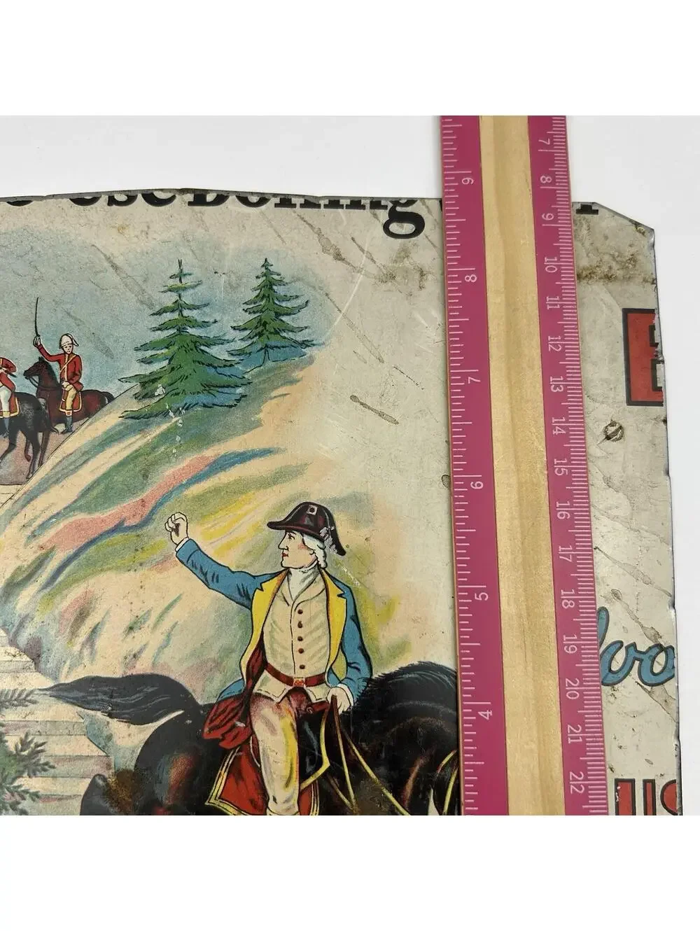Antique Putnam Dyes Tin Cabinet Sign Putnam Israel Revolutionary War Ride J2
